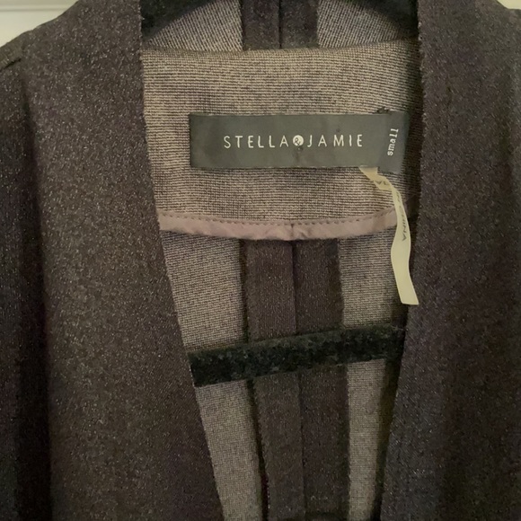 Black Drape Front Jacket with Leather Sleeves - Picture 4 of 5